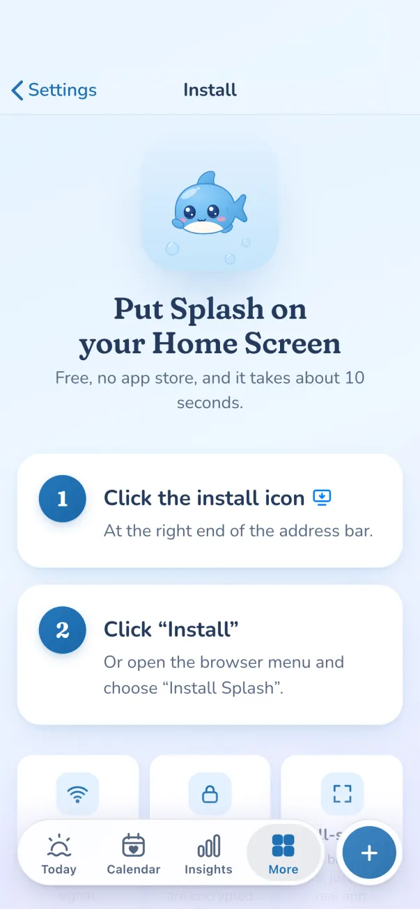 Install: put Splash on your Home Screen in about 10 seconds