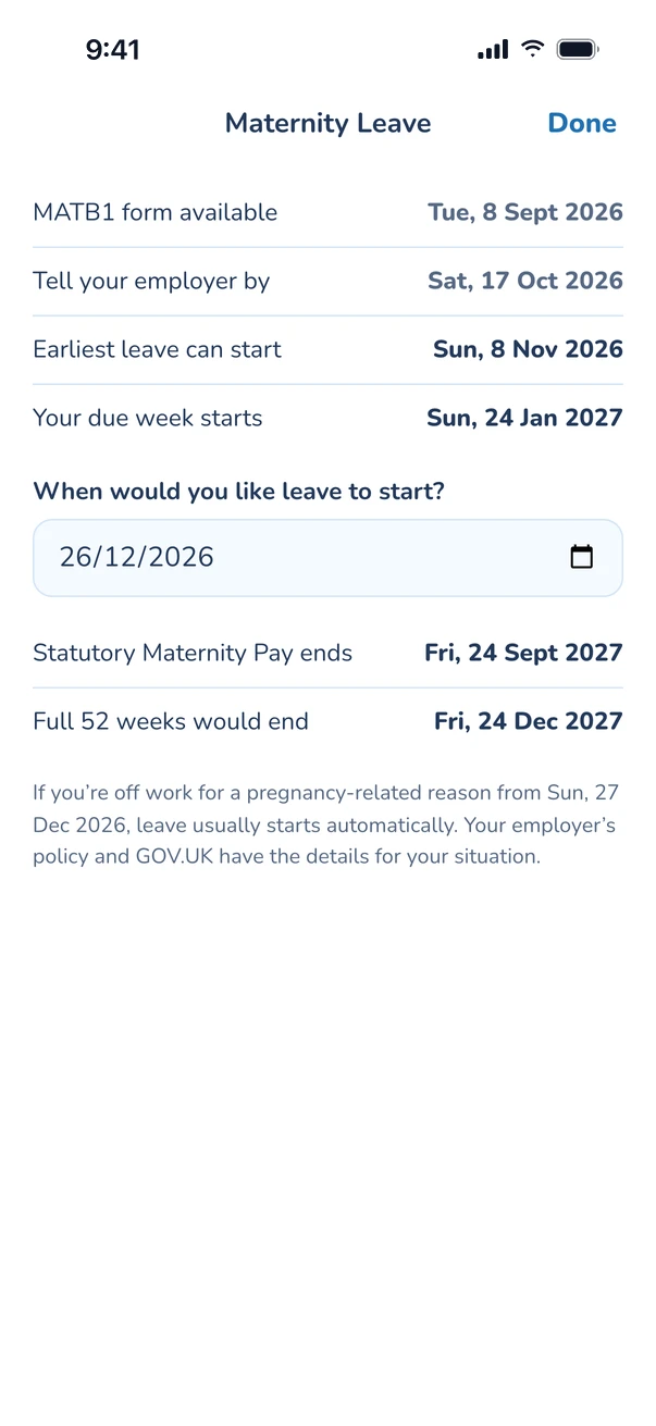 Maternity leave: MATB1 date, when to tell your employer, earliest start, and when Statutory Maternity Pay and 52 weeks would end