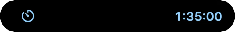 Dynamic Island, compact: a timer symbol and the dose countdown